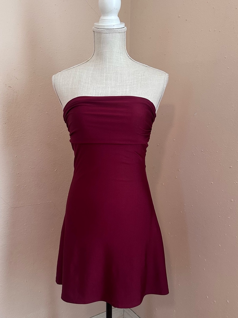 Strapless Windsor Maroon A-Line Dress